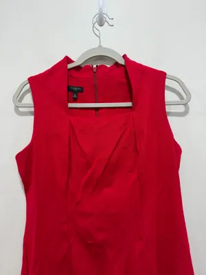 Talbots Red Sheath Dress Sleeveless Career Cocktail Midi Size 8p thumbnail 3