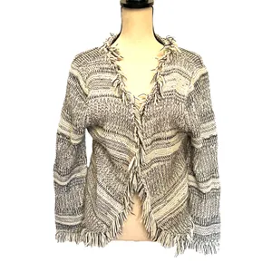 Y2K Dolce Cabo Boho Fringe Cardigan Womens Sz L Festival Hippie Olsen Twin Indie thumbnail 2