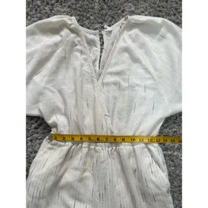 Anthropologie Feather Bone Soleil Ivory Stripe Textured Jumpsuit Women’s Size S thumbnail 14