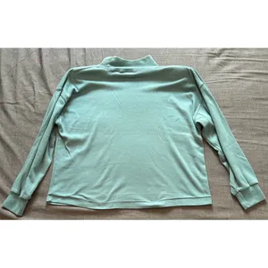 Vintage Pari Sport Club Mock Neck Shoulder Pad Sweatshirt Sage Green Womens M thumbnail 11