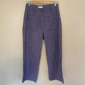 SKFK Mariartze Cropped Culottes Pants Womens Sz 6 8 Organic Cotton Striped thumbnail 2