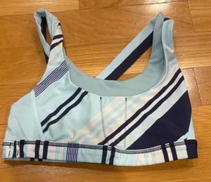 Lululemon Athletica Striped Aqua and Navy Bra thumbnail 1