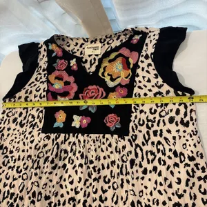 Savanna‎ Jane Boho Floral Embroidered Leopard Print Dress Flutter Sleeve Size 2X thumbnail 7