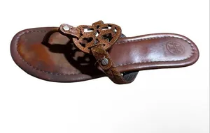 Tory Burch Miller Thong Sandals in Brown Textured Leather Size 8M thumbnail 1