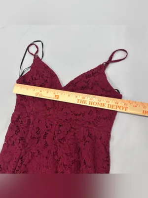 Lulu's One Wish Burgundy Lace Midi Dress‎ Medium thumbnail 6