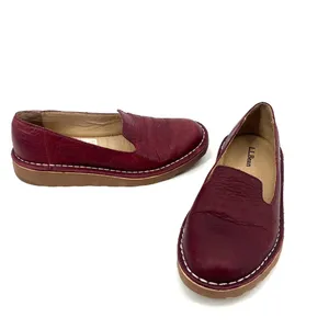 LL Bean Loafers Womens Shoes Sz 6 Burgundy Preppy Coastal Academia Chunky Norm thumbnail 2