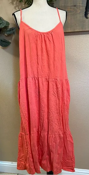 All in Favor Coral Sleeveless Summer Dress thumbnail 1