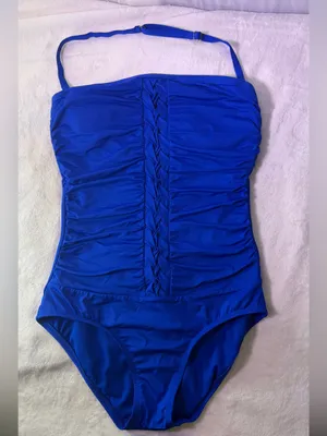 Jantzen Royal Blue Ruched Halter One-Piece Swimsuit thumbnail 2