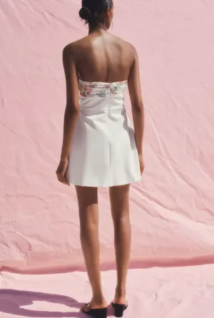 ZARA Floral White Strapless Dress thumbnail 9