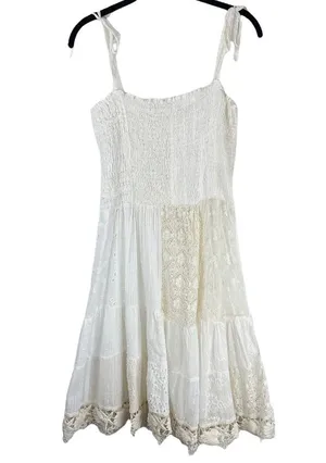 Antica Sartoria Crochet Lace Boho Mini Dress Beachy Sz S/M thumbnail 1