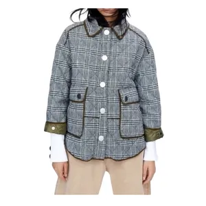 Zara Oversized Plaid Utility Coat Jacket Medium Green Gray Check thumbnail 12