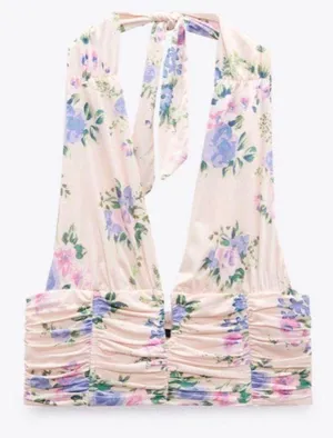 ZARA NWT •  Floral Halter Top thumbnail 7