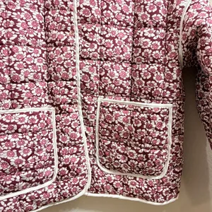 Quilted Rain‎ Puffer Jacket Womens Small Cropped Dainty Floral Spring Bloomcore thumbnail 8