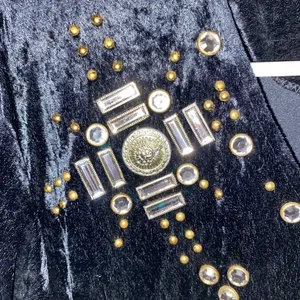 Vintage 90s black Gold embellished crushed velvet maxi whimsigoth emo glam thumbnail 7