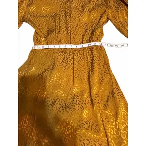 Anthropologie Gold Jacquard Leopard Print Midi Dress Size Medium Boho Glam thumbnail 4