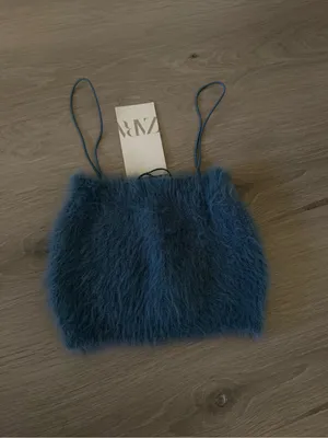 Nwt Zara Blue Fluffy Cropped Top Size S thumbnail 3