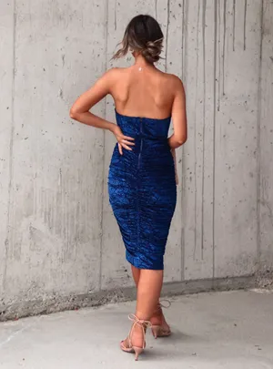 VICI Velvet Drape Strapless Dress thumbnail 4