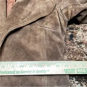Vintage 70s Suede Leather Belted Mini‎ Trench Jacket Brown 9/10 thumbnail 9