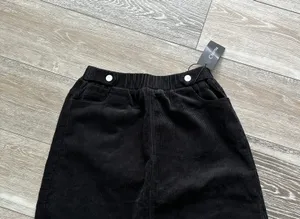 NWT Chartou Collection Sz 8 Black Corduroy Skirt Pull On Elastic Waist thumbnail 3