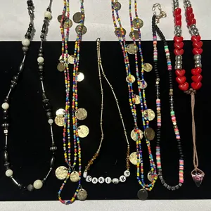 J436 Bulk Bundle of 6 Beaded Necklaces Gold thumbnail 2