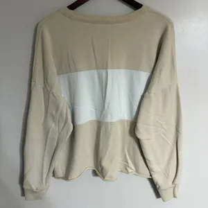 Abercrombie & Fitch Womens XL Colorblock Logo Sweatshirt Cream White Oversized thumbnail 7