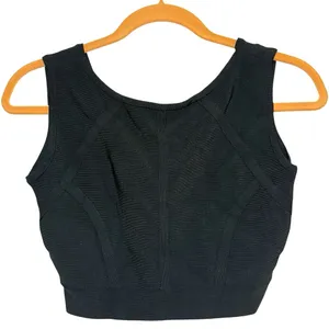 BCBGMaxazria Black Sculpted Crop Tank Top‎ XS Bodycon Minimalist thumbnail 2