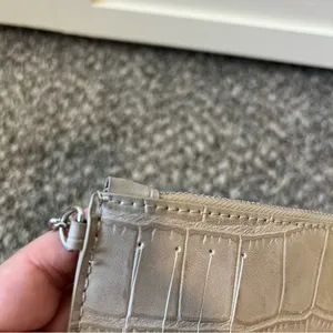 Zara Women’s Gray Croc‎ Like Texture Wallet With Silver Chain thumbnail 9