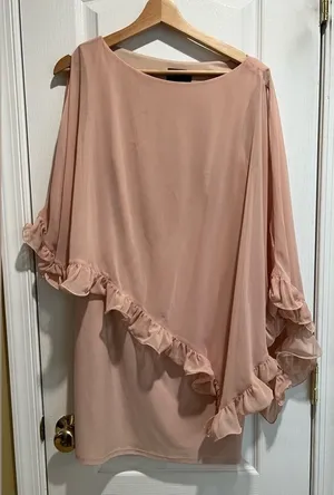 Xscape cape ruffle dress pale pink size 6 thumbnail 1
