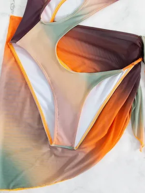 One Piece Multicolor Cut Out Swimsuit Multiple thumbnail 4