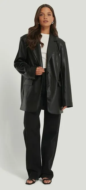 NA-KD Maxi Oversized PU Blazer thumbnail 1