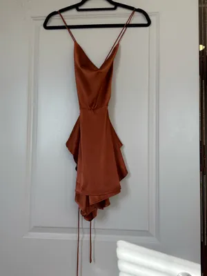 Metallic Copper Orange Strappy Backless Mini Romper Rave Festival XS thumbnail 2