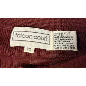 Vintage Falcon Court Burgundy Striped Knit Polo Sweater Brown Blue Green M thumbnail 8