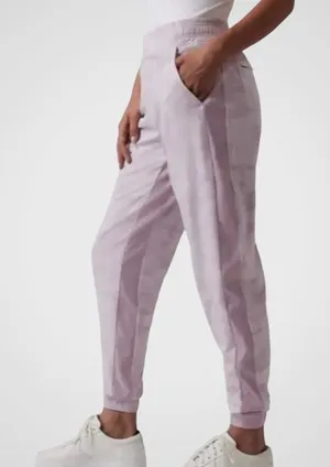 EUC Athleta Brooklyn Lined Camo Jogger Pants Shasta Purple Size 14 Tall thumbnail 1