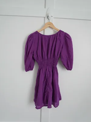 Faithfull the Brand Roma Deep V-Neck Mini Dress Purple thumbnail 4