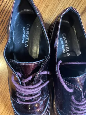 Carvela Kurt Geiger Burgundy Patent Leather Wingtip Platform Oxford Shoes thumbnail 4