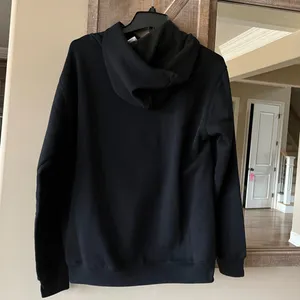 Snoopy Sweatshirt Black Cotton Hoodie Pullover Crochet Patch Womens Medium thumbnail 6