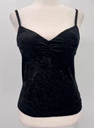 One Step Up Y2K Black Velvet Cami Tank Top Formed Cups Vintage 90s Whimsigoth Sexy Large thumbnail 1