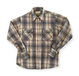 Vintage 70s P.S. Philip Scott Wool Blend Flannel Button Up Shirt Brown Plaid S thumbnail 1