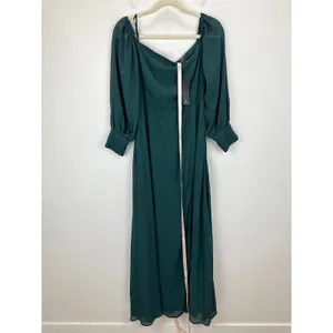 Lulus Feel the Romance Emerald Green Of The Shoulder Maxi Dress Formal L NWT thumbnail 5