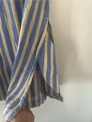 Universal Threads Blue Cream Stripe Pull On Midi Skirt Small Coastal Euro Summer Resort Vacation thumbnail 5