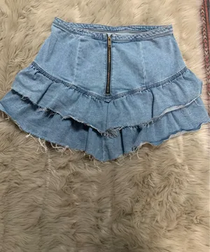 Hollister Y2K Frayed Raw Hem Layered Ultra High Rise Denim Skirt Size 15/W32 thumbnail 2