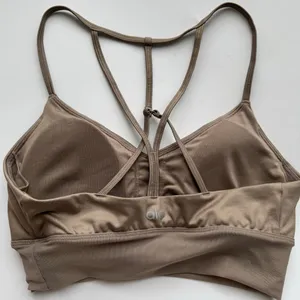 Alo Yoga Lavish Bra Bralette Strapped Mesh Band Glossy Gravel Shine Size Small thumbnail 3