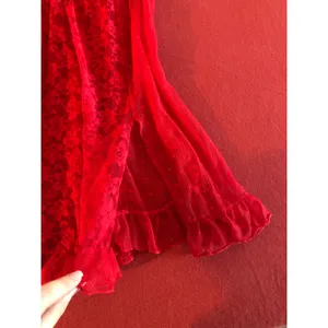 Red lace babydoll lingerie nightie bra top Size M thumbnail 3