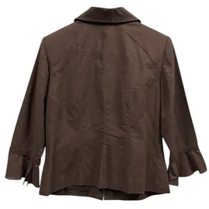 Oscar De La Renta Linen Brown 3 Quarter Bell Sleeve Hook Front Top Jacket Size 8 thumbnail 4