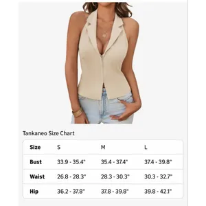 NEW Halter Blazer Vest Deep V Neck Zip Up Backless Smocked Waist M thumbnail 4