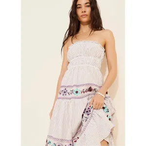 Free People Bohemian Embroidered Floral Kalani Strapless Midi Dress Size XL thumbnail 7