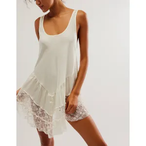 Free People Young And In Love Mini Slip Dress Tofu Size L NWOT thumbnail 3