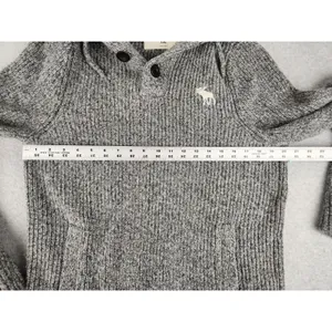 Soft! Abercrombie‎ & Fitch Knitted Wool Blend SWEATER Cable Hoodie Moose XXL thumbnail 8