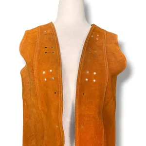 Vintage Suede Leather Fringe Vest Desert Boho Western Hippie Festival Rust Tan thumbnail 4