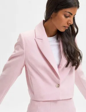 Zara NWT  Textured pink Crop Blazer. thumbnail 1